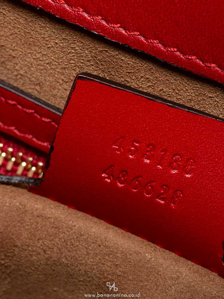 GUCCI GG Supreme Small Padlock Top Handle Bag Beige Red Purple