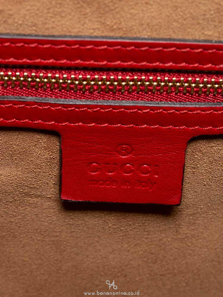 GUCCI GG Supreme Small Padlock Top Handle Bag Beige Red Purple