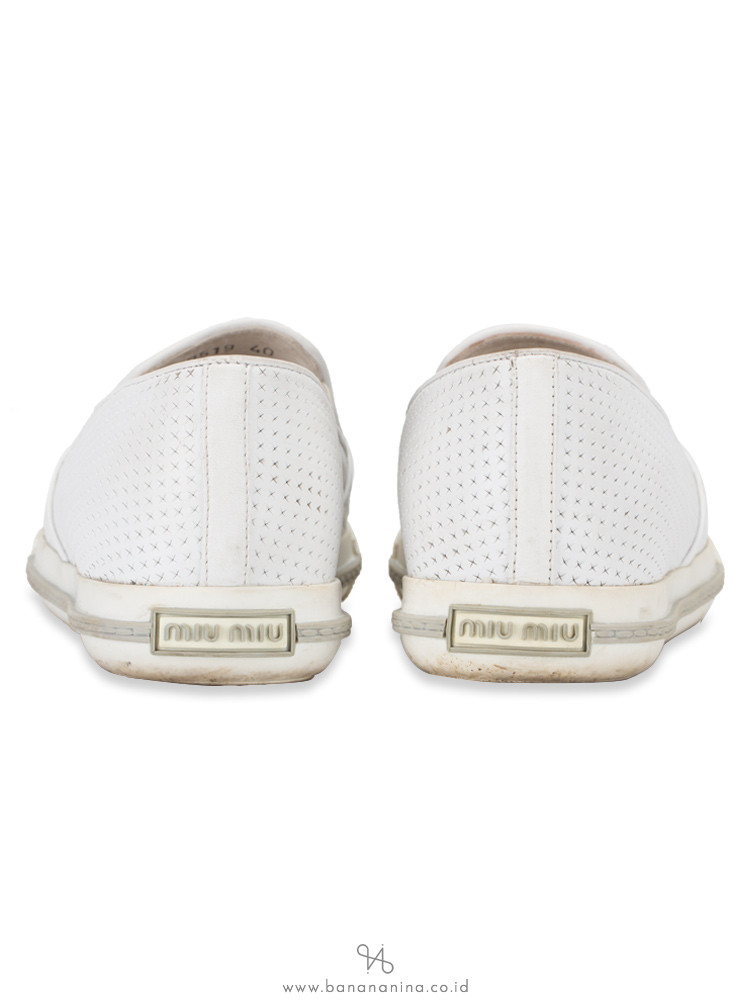 MIU MIU Cap Toe Perforated Leather Sneaker White Sz 40