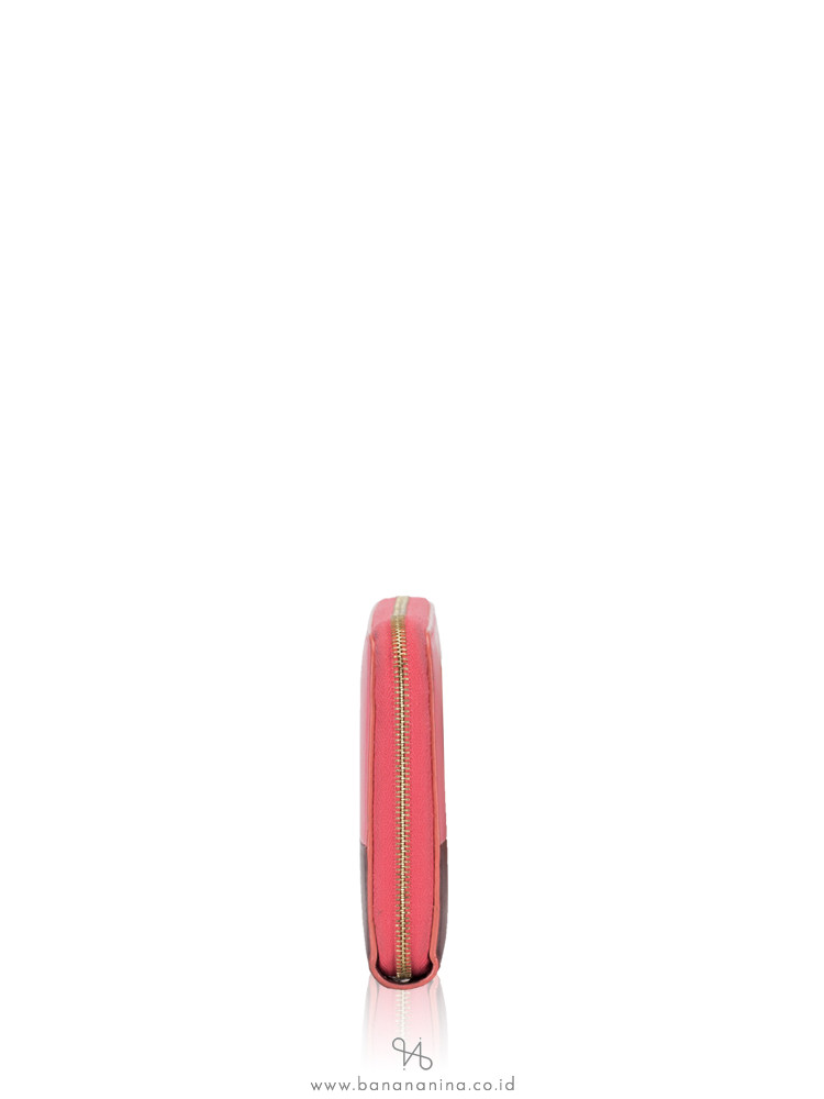 CELINE Bi-color Leather Zip Wallet Bordeaux Pink Rust