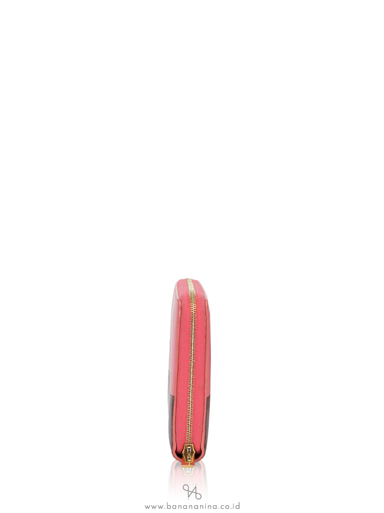 CELINE Bi-color Leather Zip Wallet Bordeaux Pink Rust