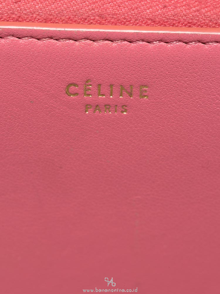 CELINE Bi-color Leather Zip Wallet Bordeaux Pink Rust