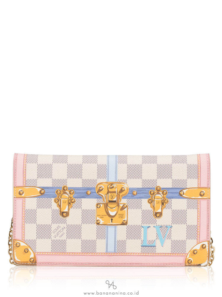 LOUIS VUITTON Damier Azur Trompe L\'oeil Trunk Weekend Pochette Limited Edition