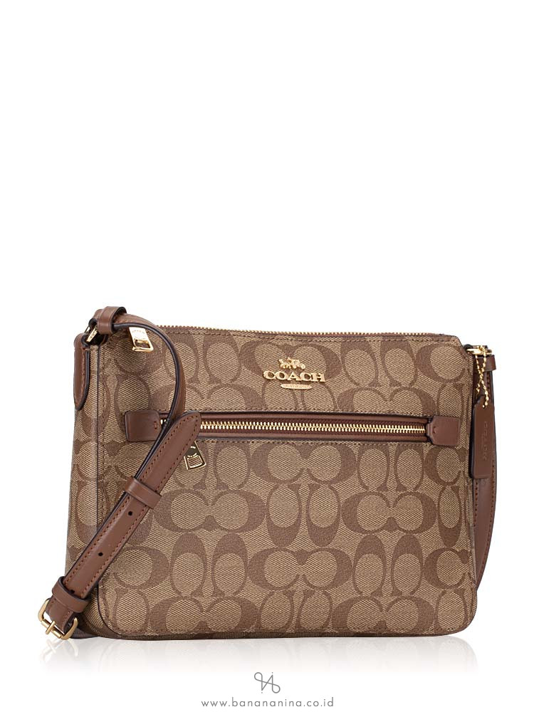 COACH 91013 Signature Gallery File Bag Khaki Saddle
