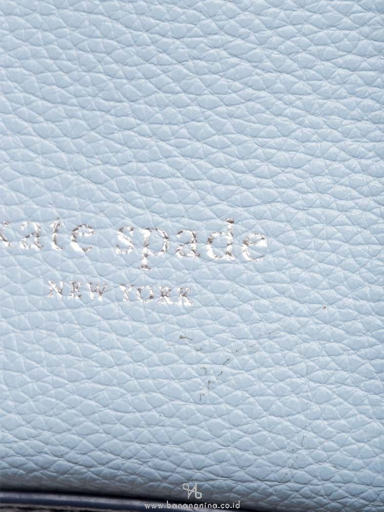 KATE SPADE Eva Leather Large Bucket Bag Blue Dawn Blazer Blue