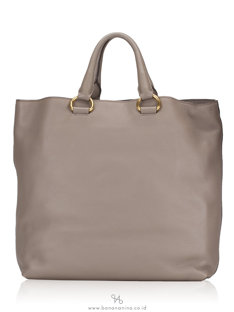 PRADA BN1713 Vitello Daino Tote Argilla