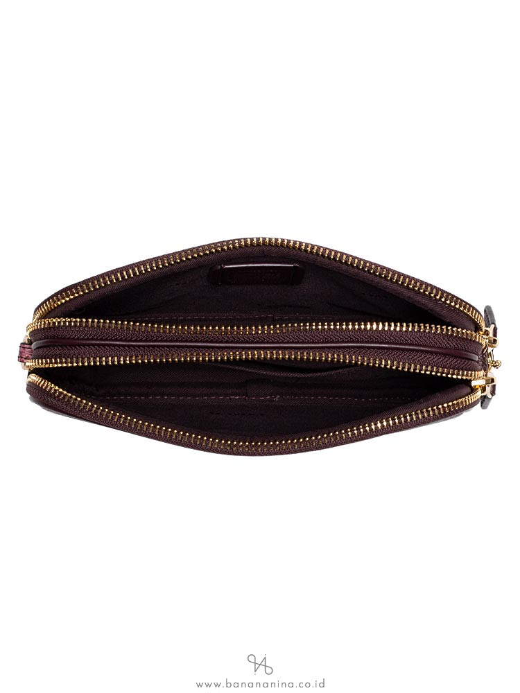 COACH 31826 Sadie Rose Print Crossbody Clutch Oxblood