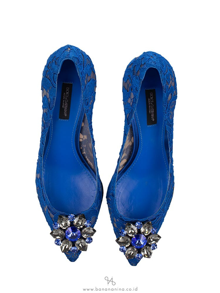 DOLCE & GABBANA Belluci Kitten Heels Blue Sz 37