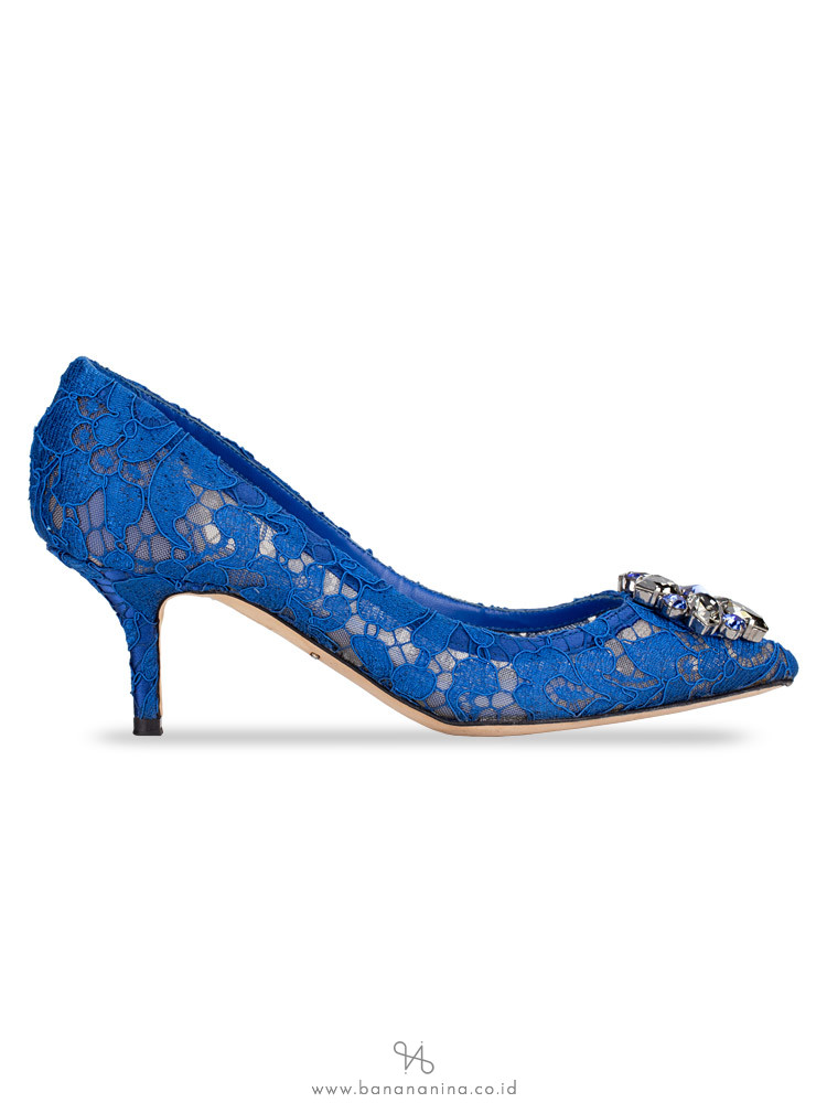 DOLCE & GABBANA Belluci Kitten Heels Blue Sz 37
