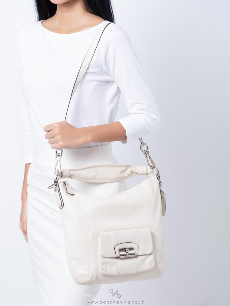 COACH 14783 Kristin Leather Hobo Chalk