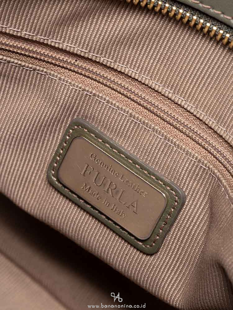 FURLA Lucky Leather Medium Tote Army