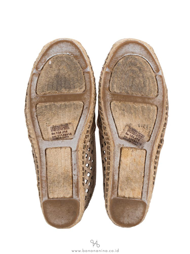 TORY BURCH Thatched Perforated Logo Espadrilles Gold Sz 8