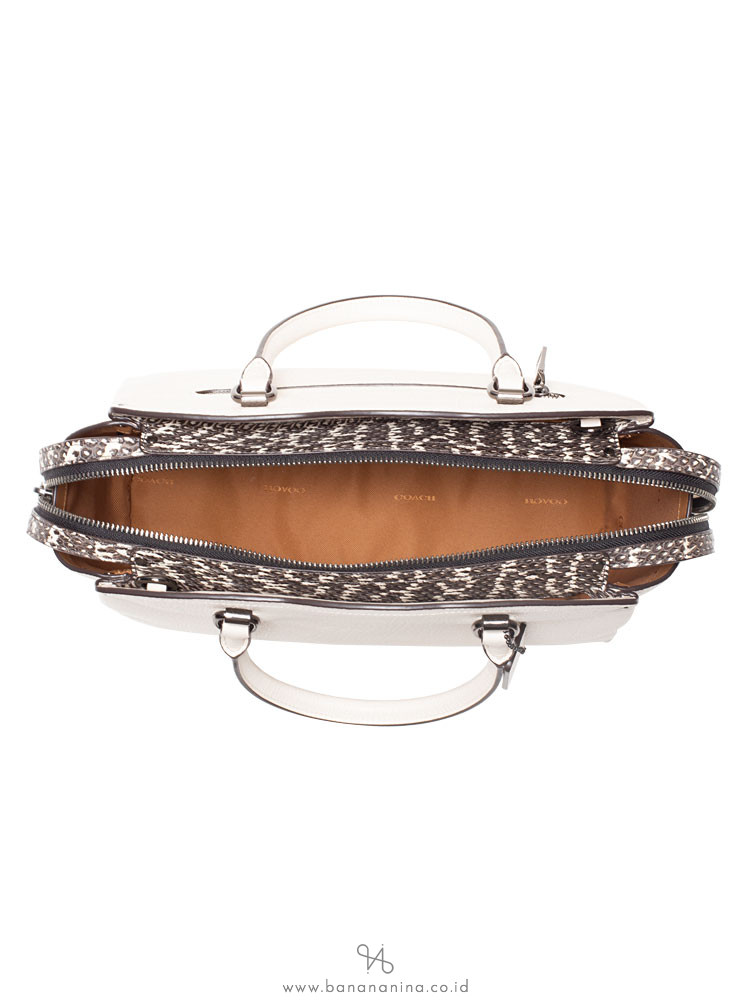 COACH 67710 Snakeskin Drew Satchel Chalk