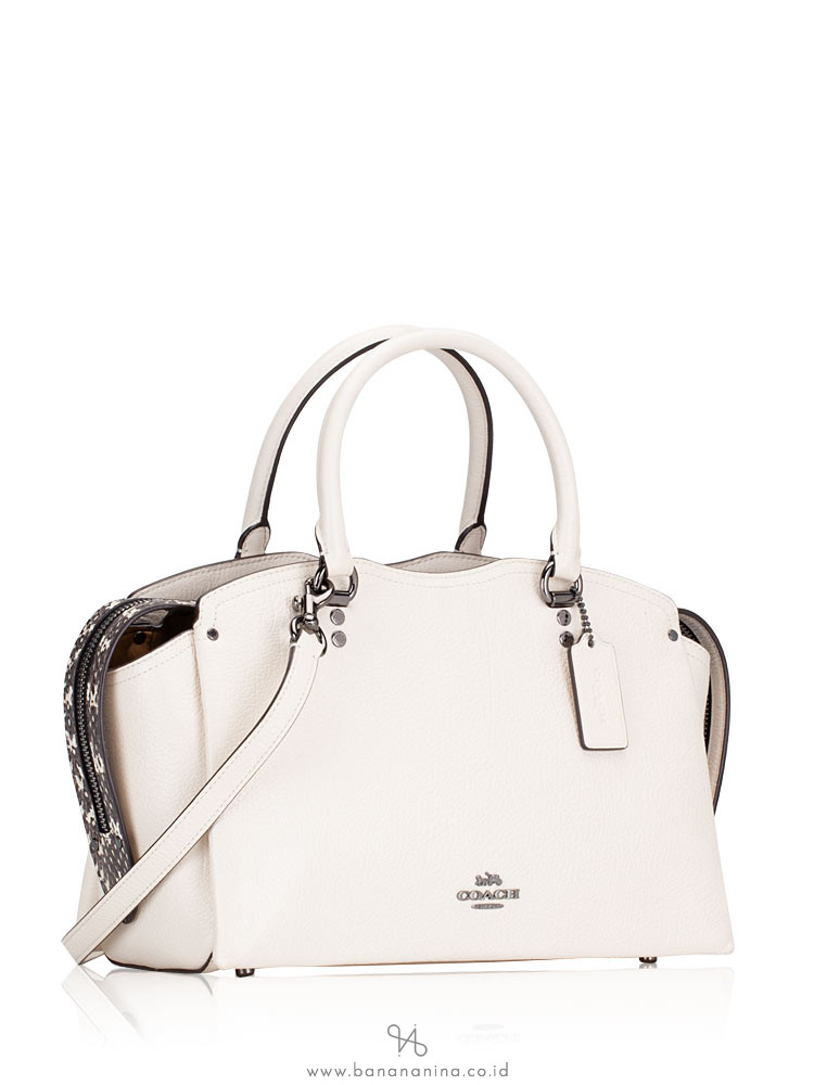 COACH 67710 Snakeskin Drew Satchel Chalk