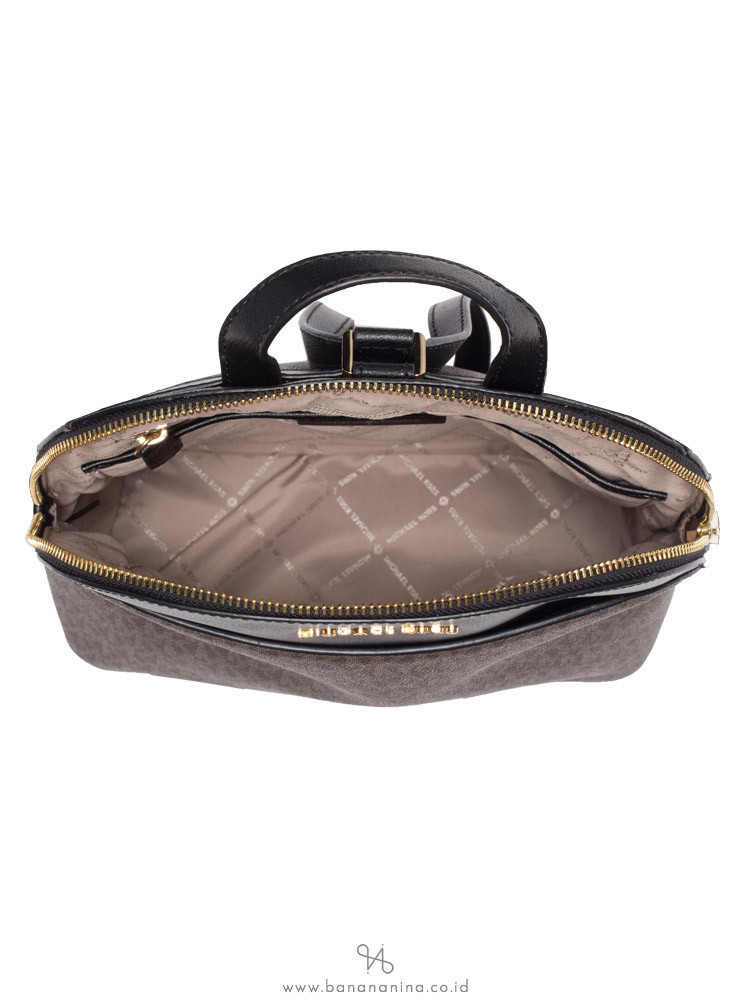 MICHAEL KORS Emmy Monogram Large Dome Backpack Brown Black