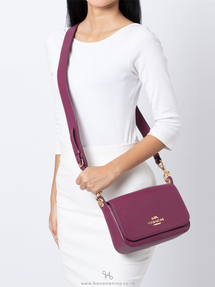 COACH 76698 Jess Leather Small Messenger Dark Berry