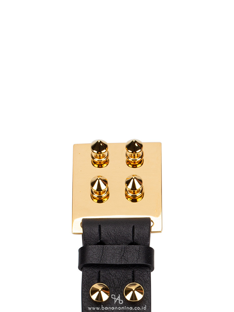 FENDI Studded Sliding Leather Belt Black