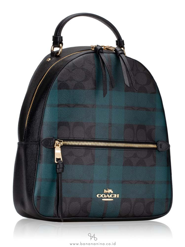 COACH 80056 Signature Field Plaid Jordyn Backpack Black Ocean Multi