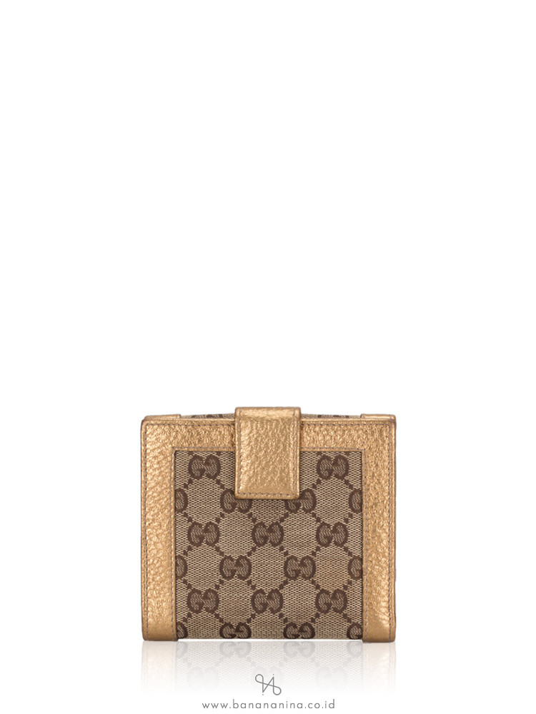 GUCCI Canvas Small Wallet Beige Bronze