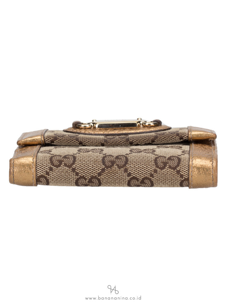 GUCCI Canvas Small Wallet Beige Bronze