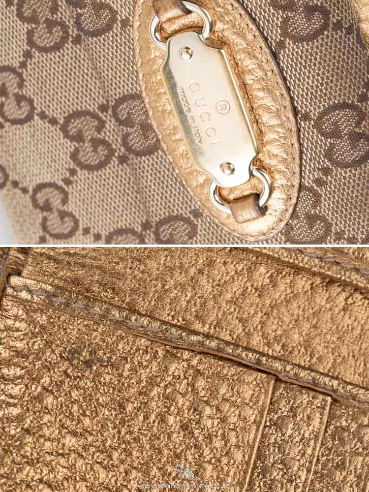 GUCCI Canvas Small Wallet Beige Bronze