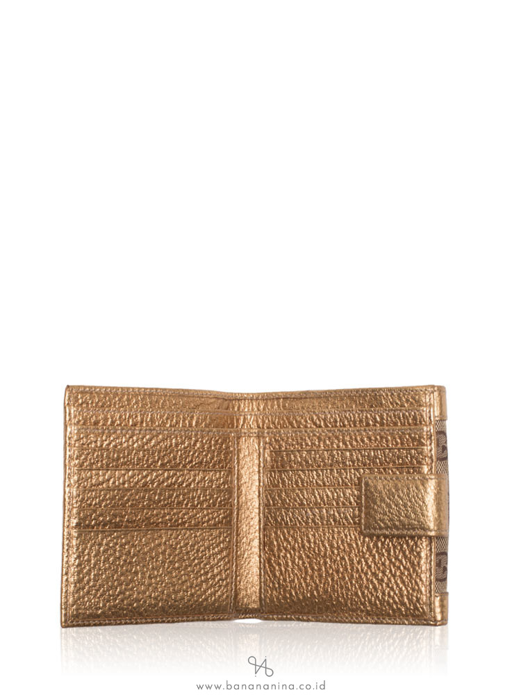 GUCCI Canvas Small Wallet Beige Bronze