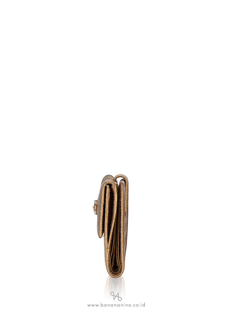 GUCCI Canvas Small Wallet Beige Bronze