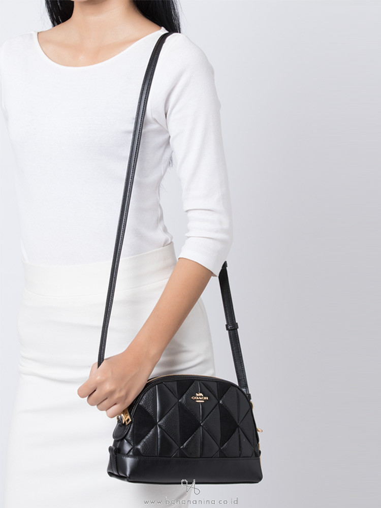 COACH 76675 Patchwork Mini Dome Crossbody Black