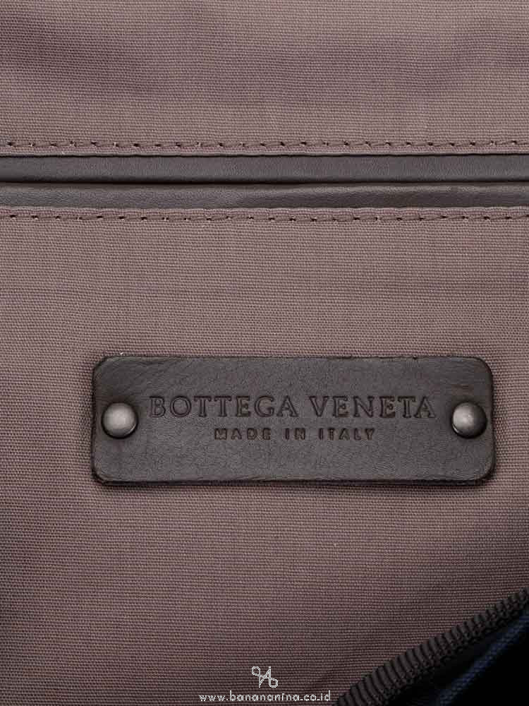 BOTTEGA VENETA Canvas and Intrecciato Nappa Backpack Tourmaline Espresso