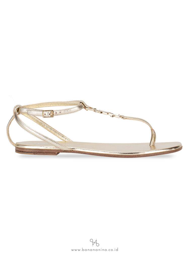 YSL Nu Pieds T-Strap Sandals Platino Sz 37