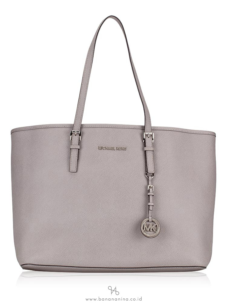 MICHAEL KORS Jet Set Medium Multifunction Zip Tote Pearl Grey