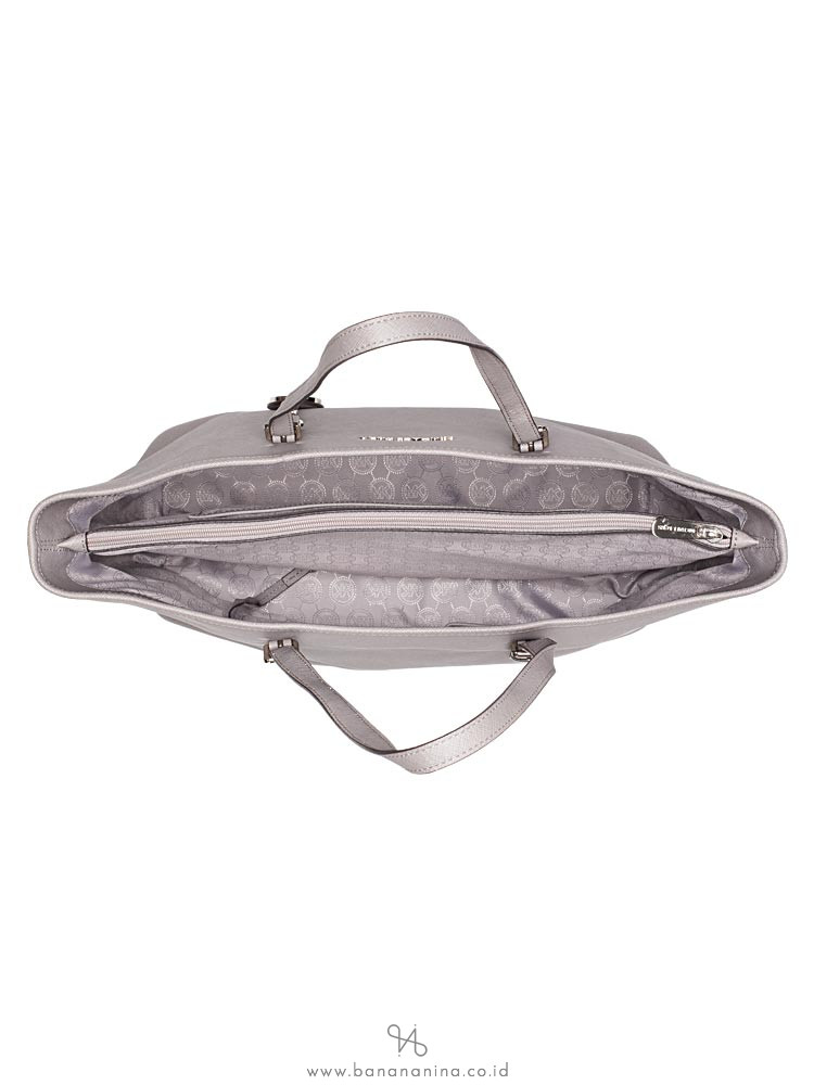 MICHAEL KORS Jet Set Medium Multifunction Zip Tote Pearl Grey