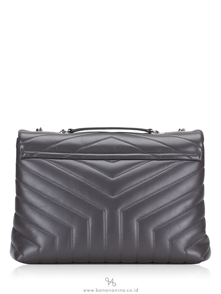 YSL Matelasse Medium Loulou Chain Bag Pearl Grey