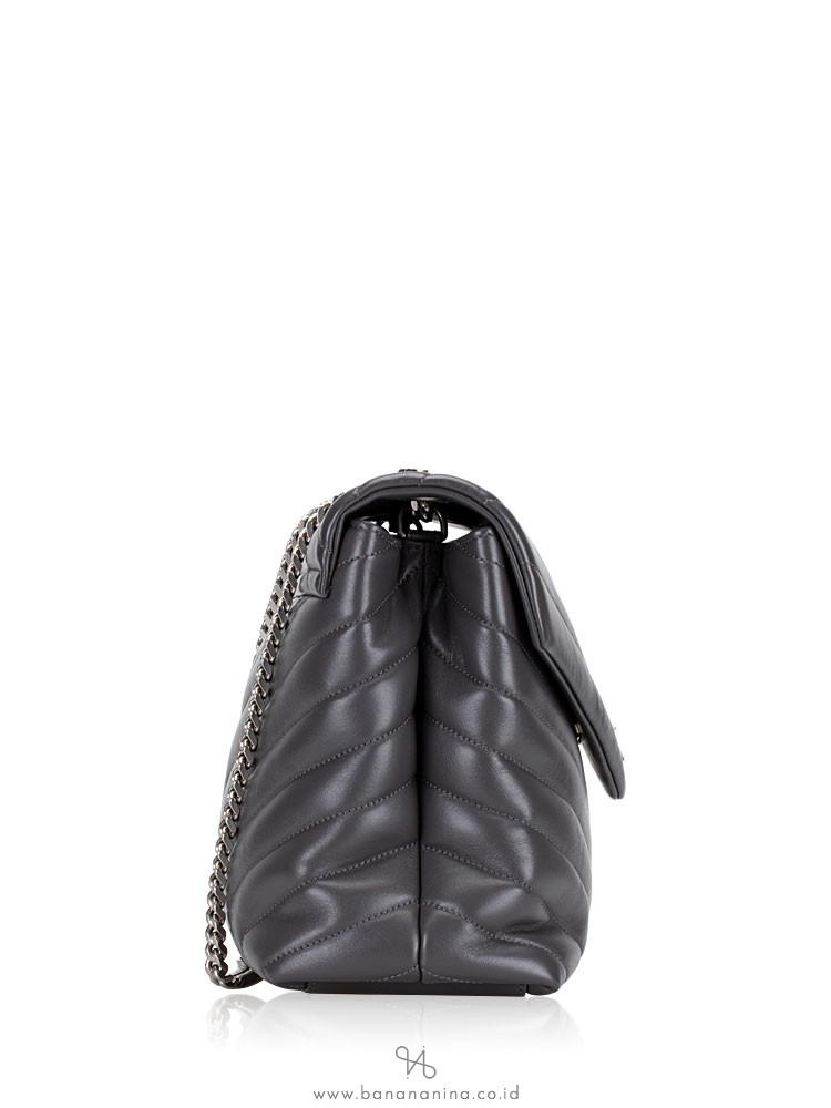YSL Matelasse Medium Loulou Chain Bag Pearl Grey