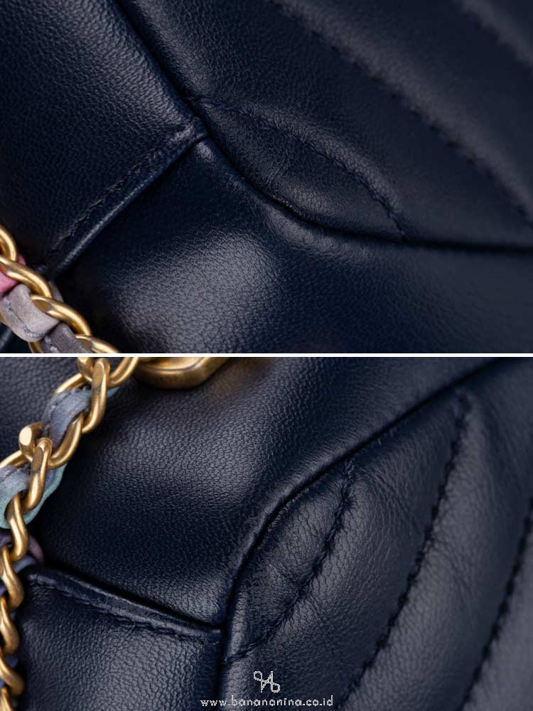 CHANEL Chevron Quilted Mini Rectangular Flap Bag Navy
