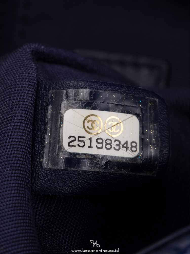 CHANEL Chevron Quilted Mini Rectangular Flap Bag Navy