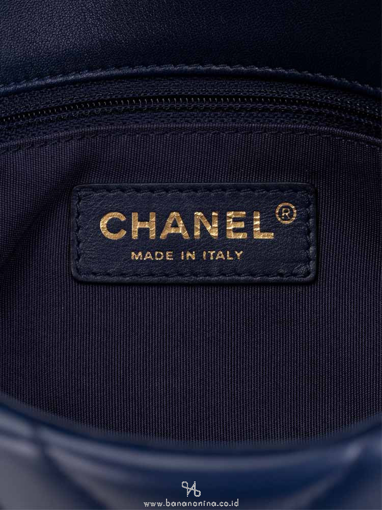 CHANEL Chevron Quilted Mini Rectangular Flap Bag Navy