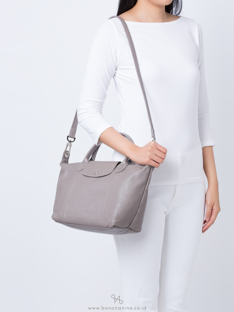 LONGCHAMP Le Pliage Cuir Small SH Pebble