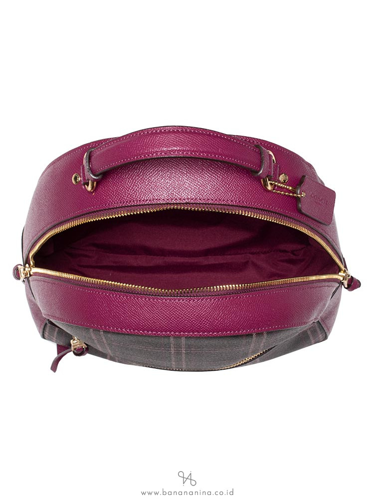 COACH 80051 Signature Shirting Plaid Jordyn Backpack Brown Fuchsia Multi