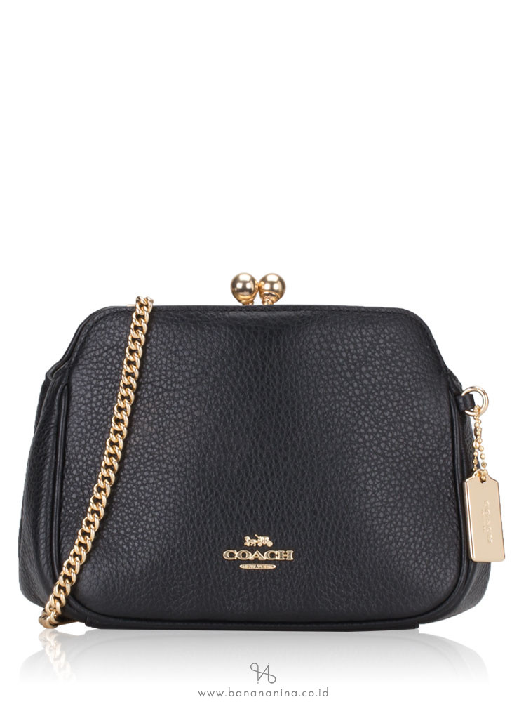 COACH 87822 Kisslock Leather Crossbody Black