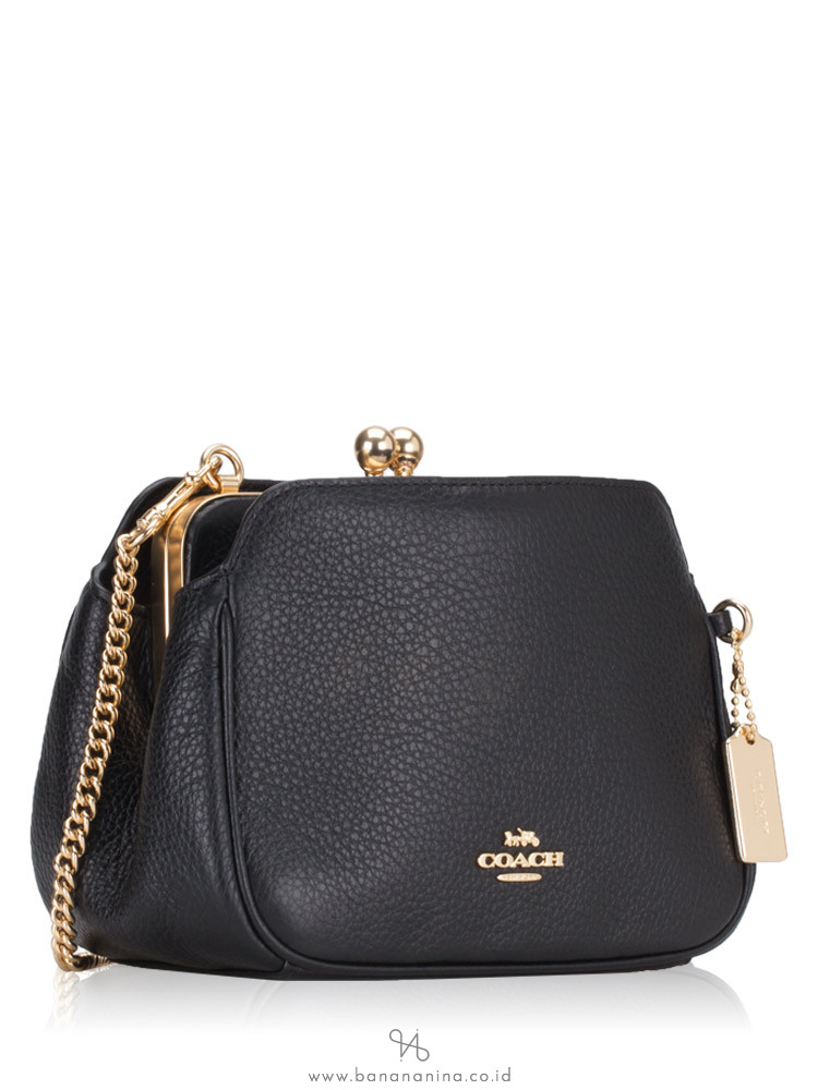 COACH 87822 Kisslock Leather Crossbody Black
