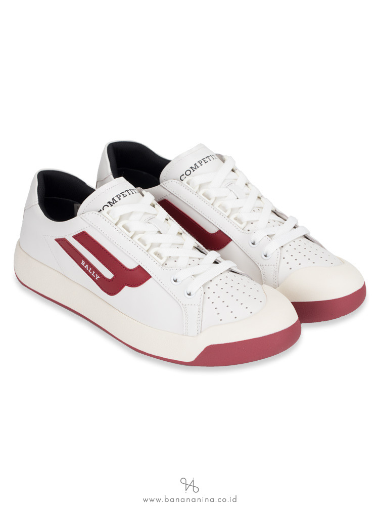 BALLY Men New Competition Sneakers White Red Sz 42