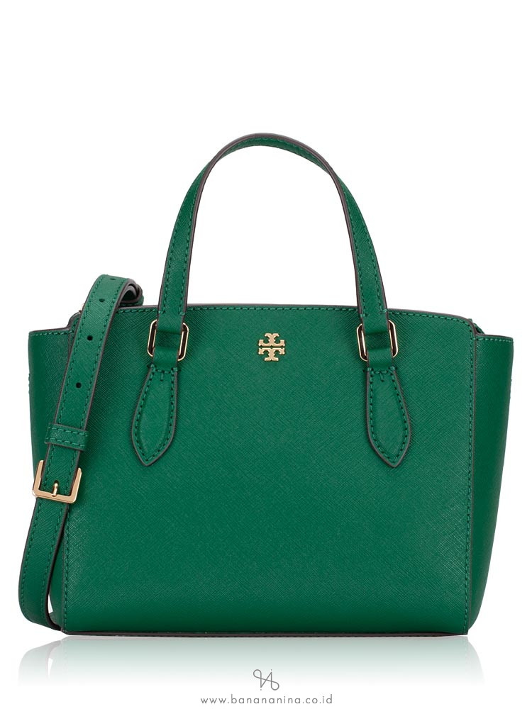 TORY BURCH Emerson Mini Top Zip Tote Emerald Stone