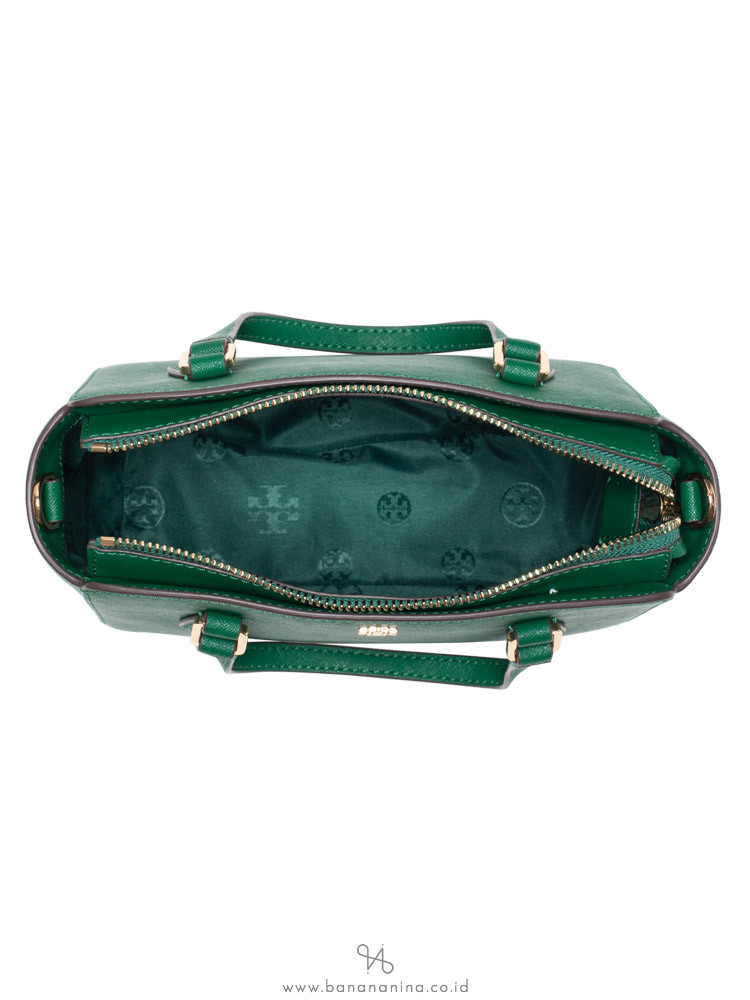 TORY BURCH Emerson Mini Top Zip Tote Emerald Stone