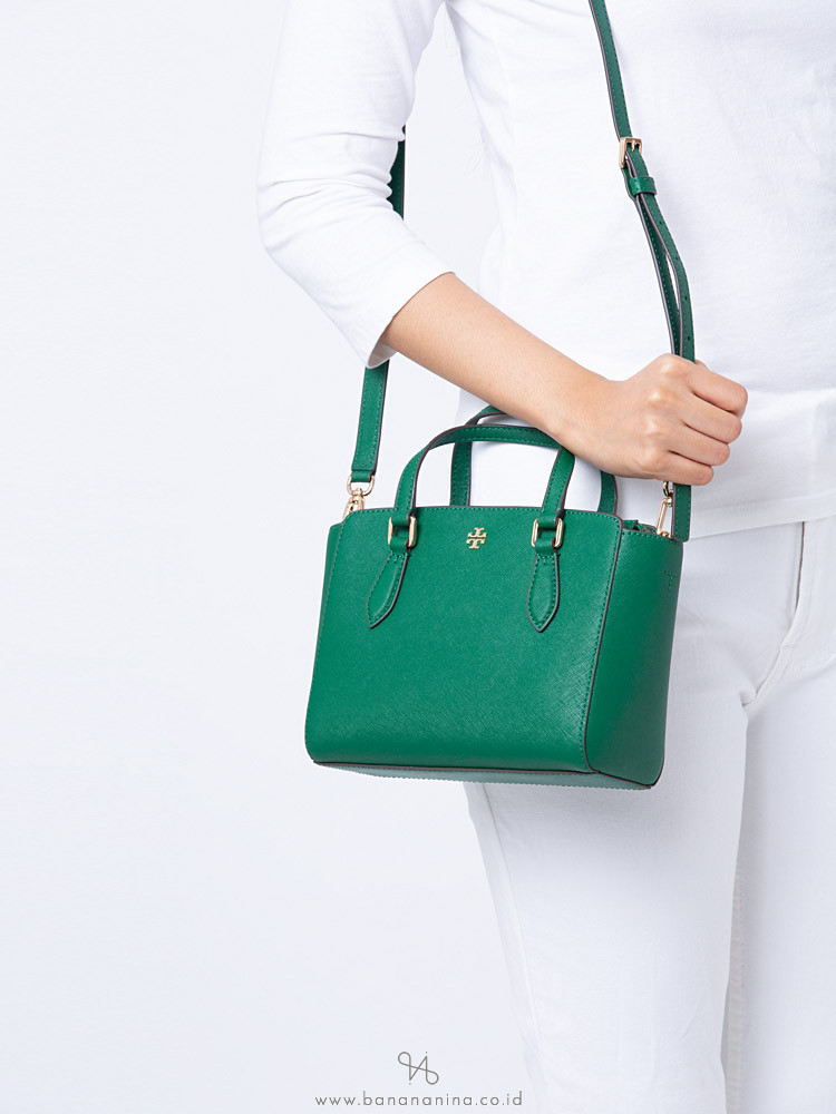 TORY BURCH Emerson Mini Top Zip Tote Emerald Stone