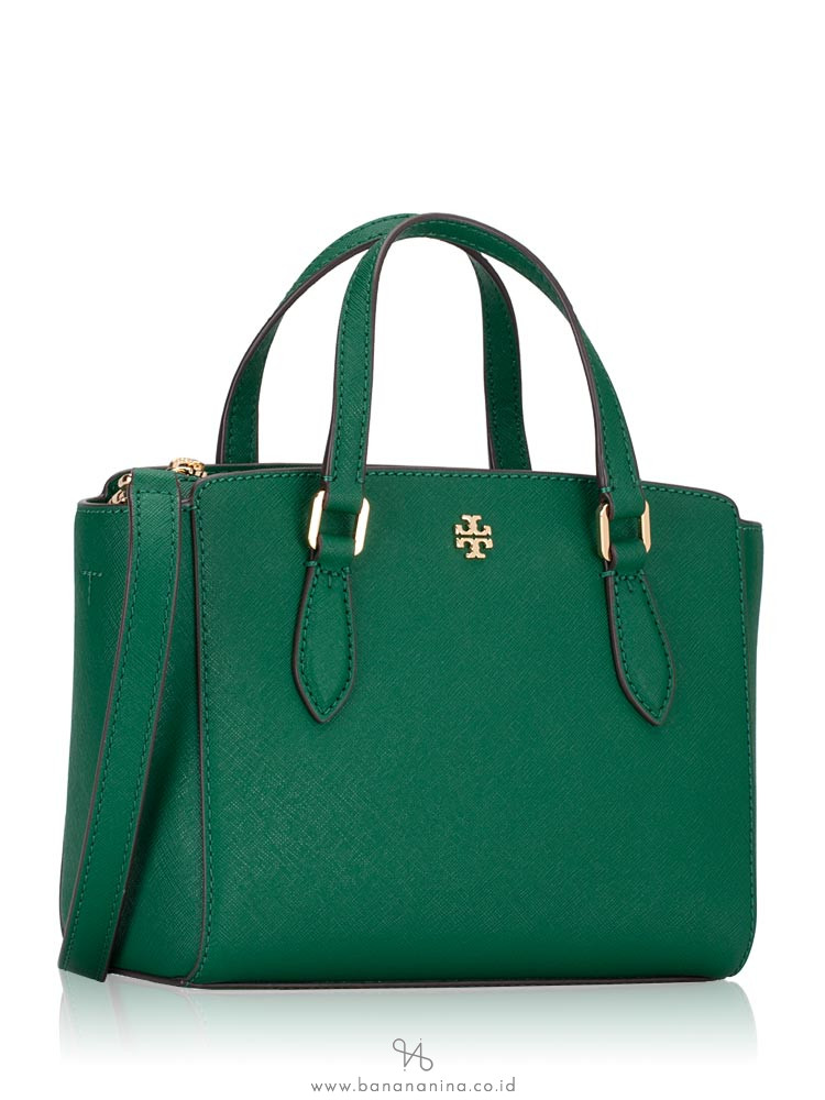 TORY BURCH Emerson Mini Top Zip Tote Emerald Stone