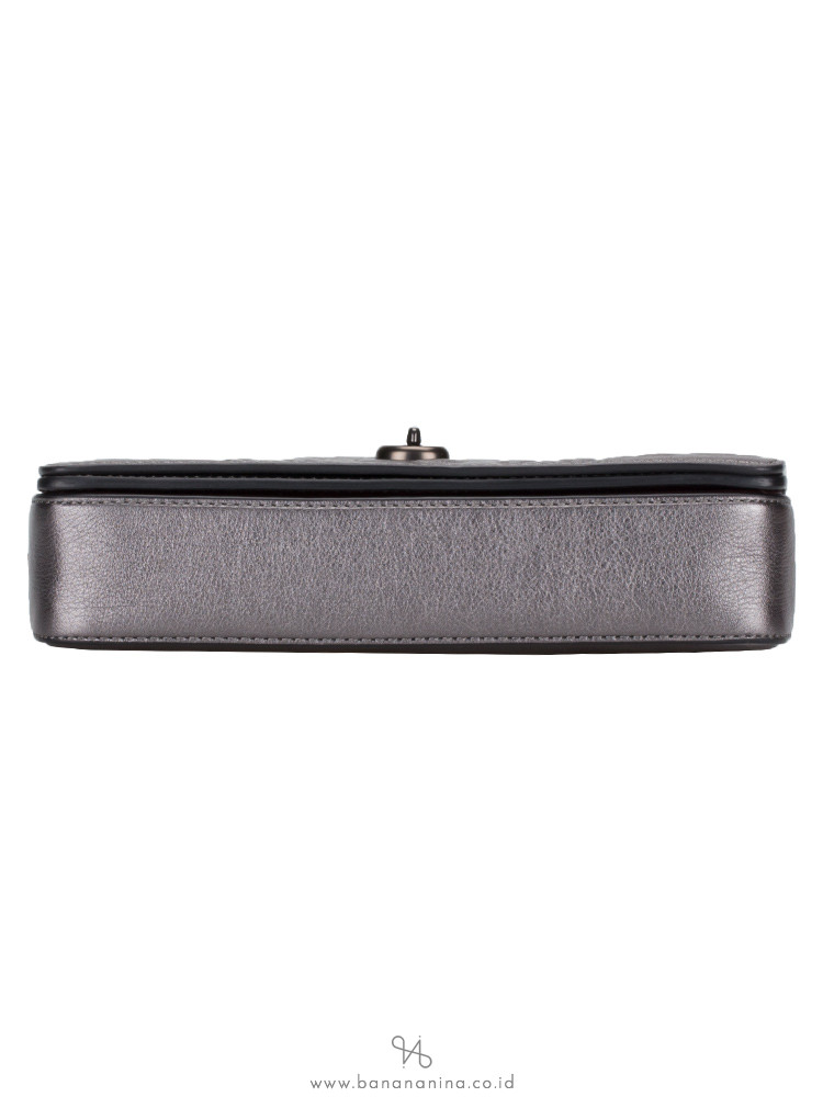 COACH 40649 Signature Leather Dinky Crossbody Metallic Graphite