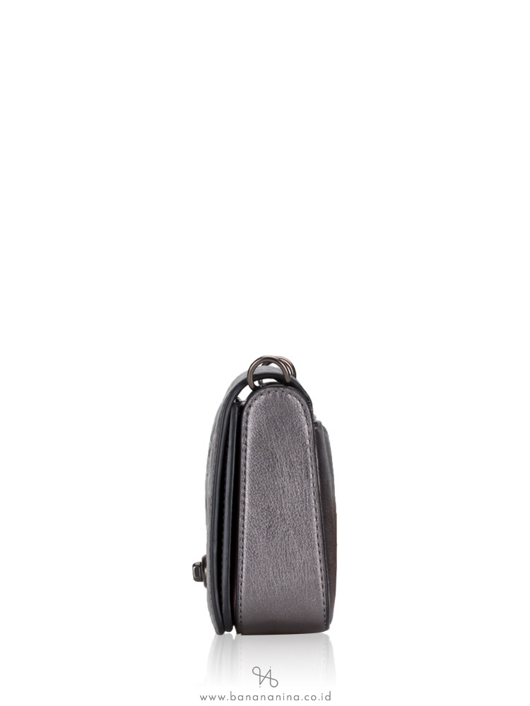 COACH 40649 Signature Leather Dinky Crossbody Metallic Graphite