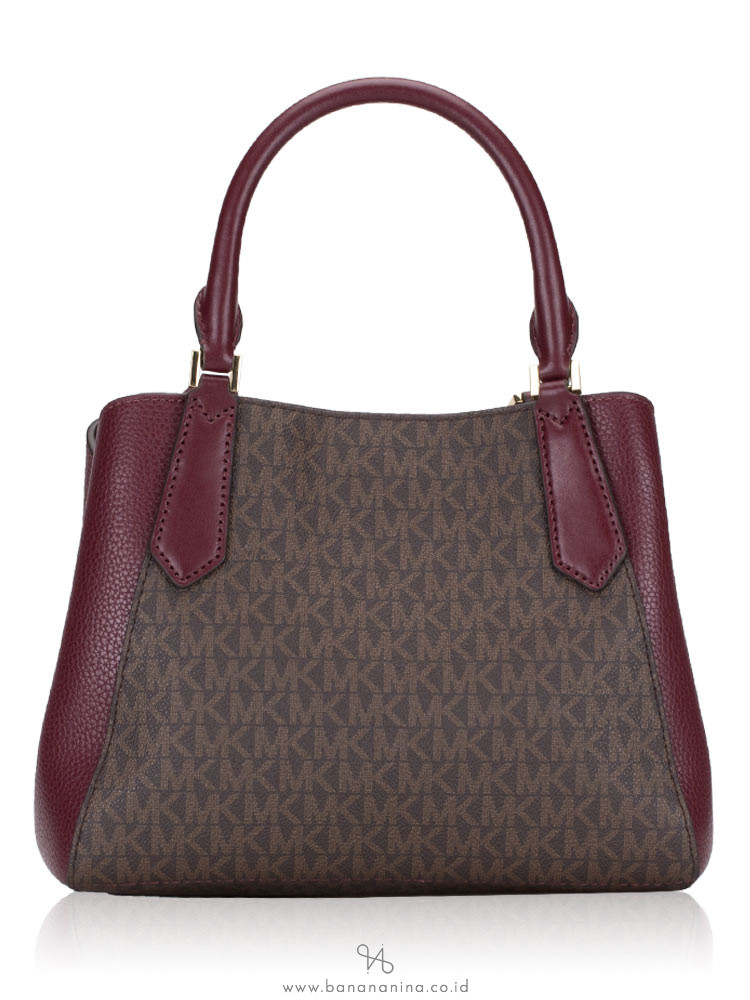 MICHAEL KORS Kimberly Signature Small Leather Satchel Merlot Multi