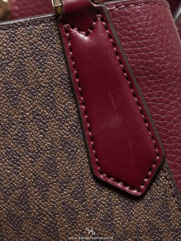 MICHAEL KORS Kimberly Signature Small Leather Satchel Merlot Multi